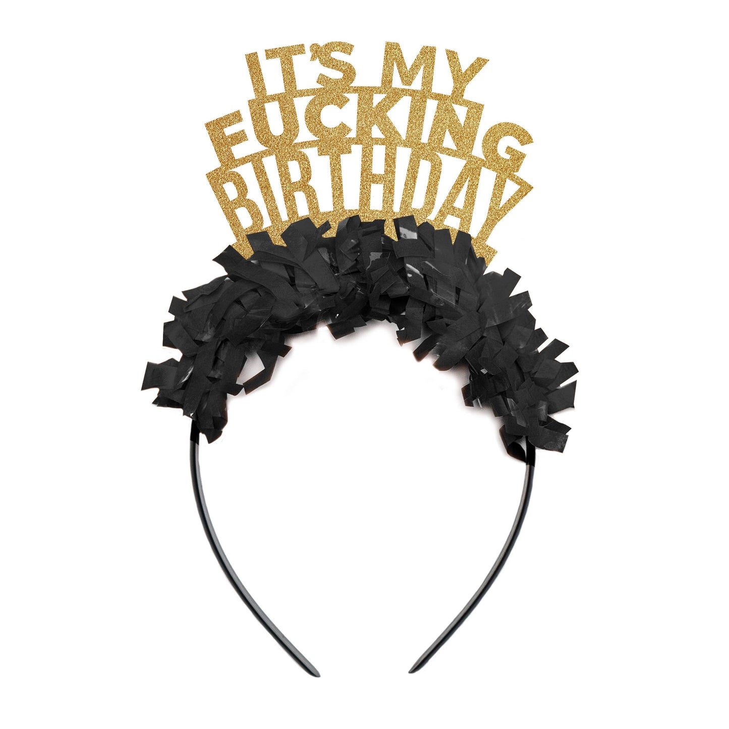 It's My Fucking Birthday Party Headband Crown: Gold/multi-The Cake Boutique