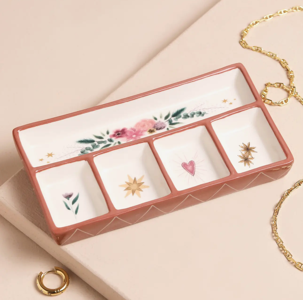 Floral Ceramic Trinket Tray