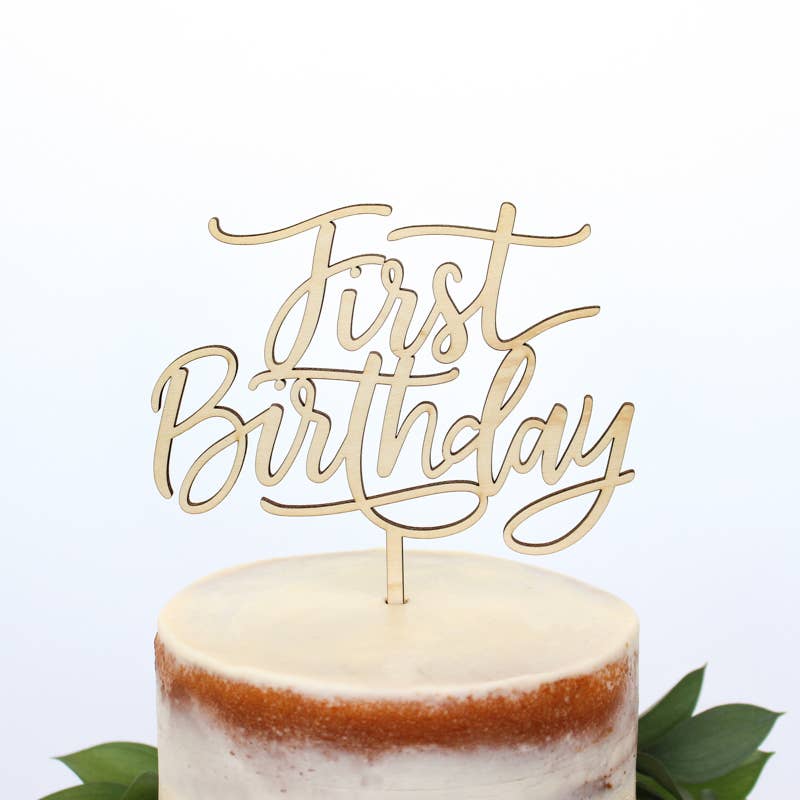 First Birthday Maple Wood Cake Topper-The Cake Boutique