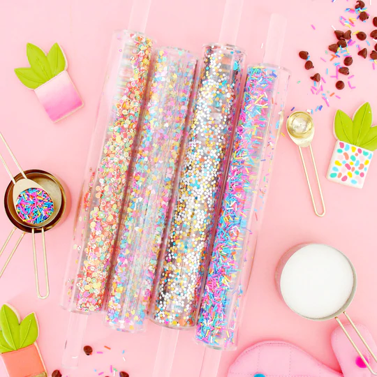 Acrylic confetti and sprinkle filled rolling pin